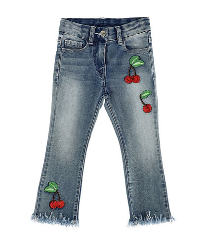 Monnalisa Stretch Jeans mit Pailletten Kirschen